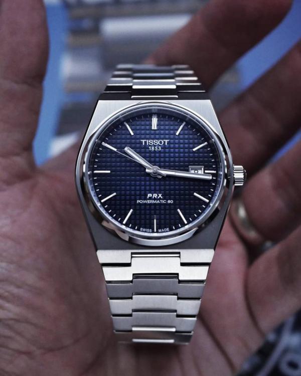 Tissoo_t 1853 Prx Automatic Top Quality  silver dark blue