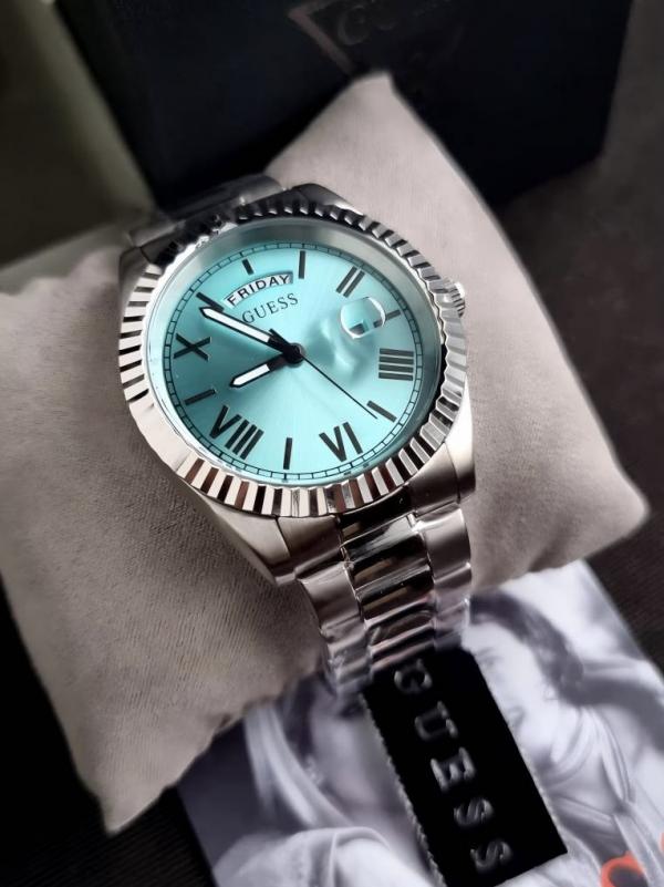 Gues s Day Date Men Silver Tiffany