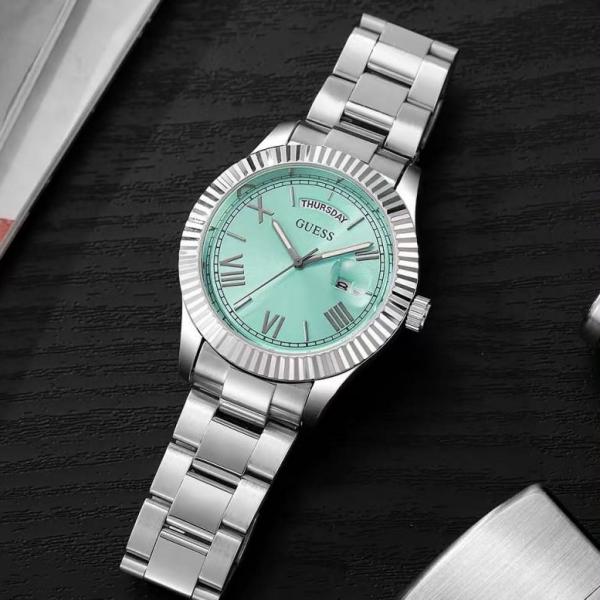 Gues s Day Date Men Silver Tiffany