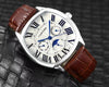 CARTIEER LEATHER ALL CHRONO WORKING SILVER DIAL