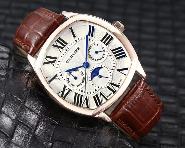 CARTIEER LEATHER ALL CHRONO WORKING WATCH