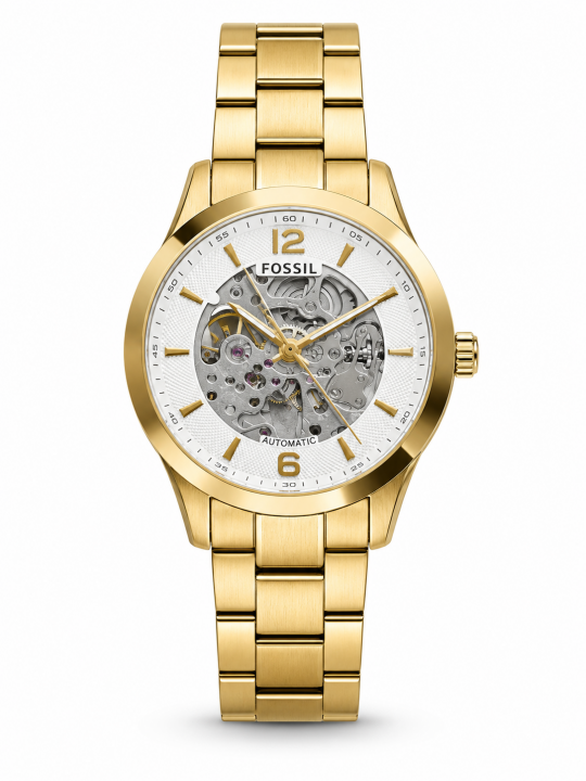 FOSSIIL SKELETON AUTOMATIC HEAVY QUALITY GOLD WHITE 781