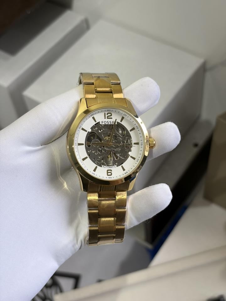 FOSSIIL SKELETON AUTOMATIC HEAVY QUALITY GOLD WHITE 781