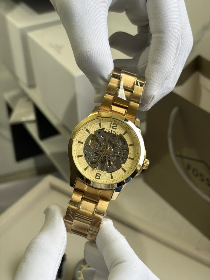 FOSSIIL SKELETON AUTOMATIC HEAVY QUALITY GOLD GOLD 782