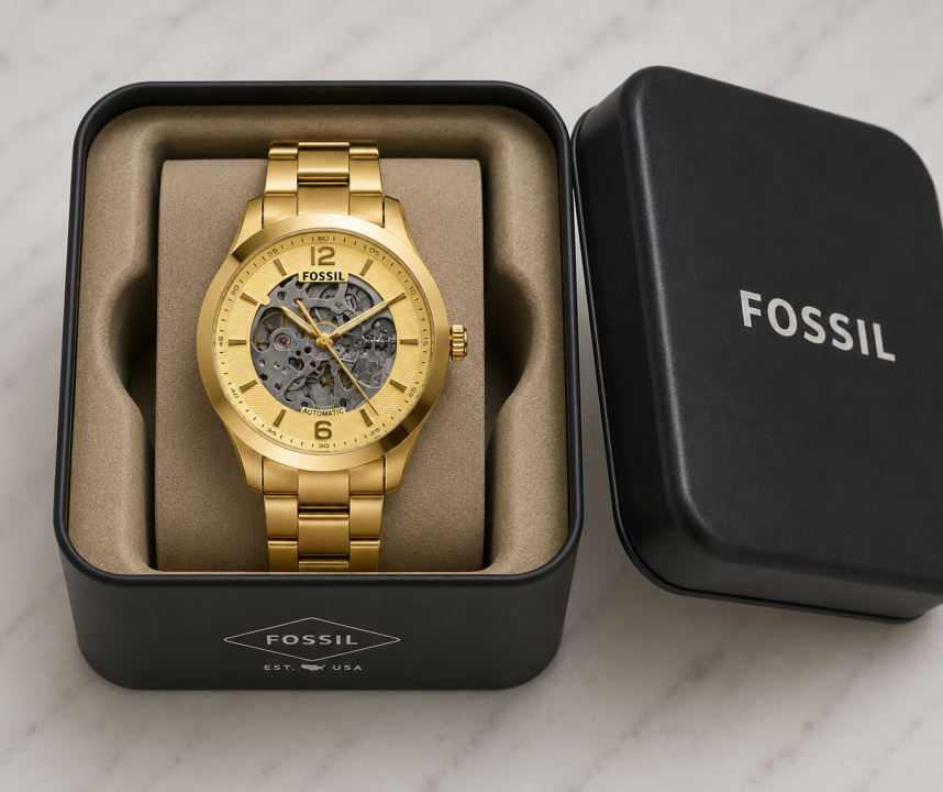 FOSSIIL SKELETON AUTOMATIC HEAVY QUALITY GOLD GOLD 782