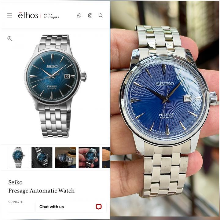 Seiko Presage Cocktail SRPB41 Automatic Silver Blue Moon