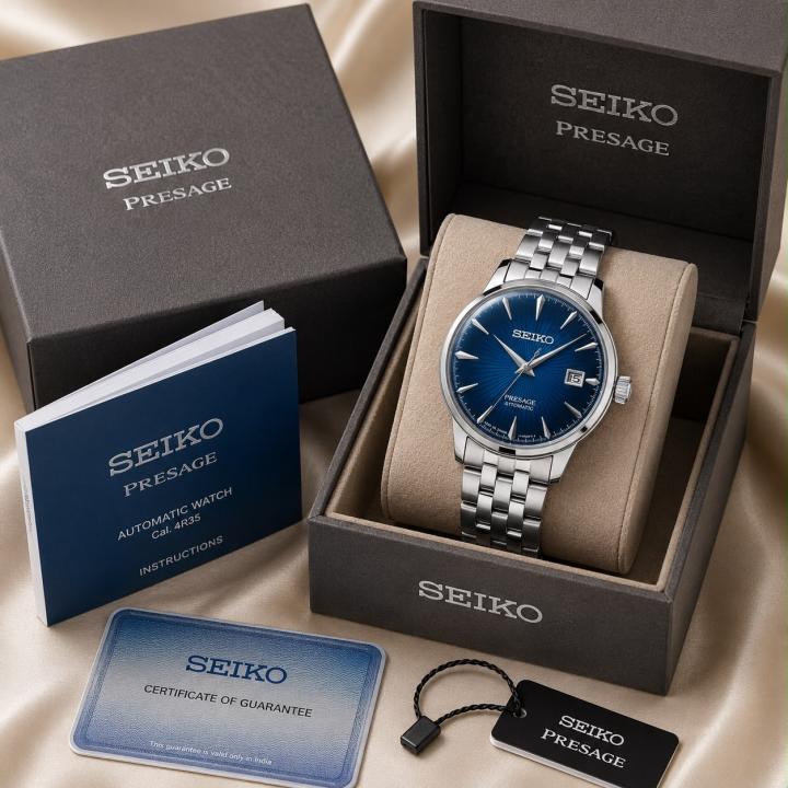 Seiko Presage Cocktail SRPB41 Automatic Silver Blue Moon