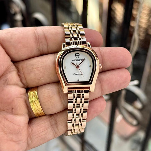 Aigner Bitonto Diamond Quartz Womens Rose Gold White Dial