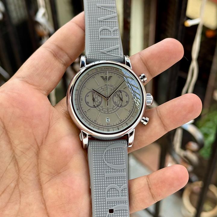 Emporio Armai Chronograph Silicone Grey Belt