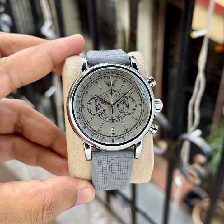 Emporio Armai Chronograph Silicone Grey Belt