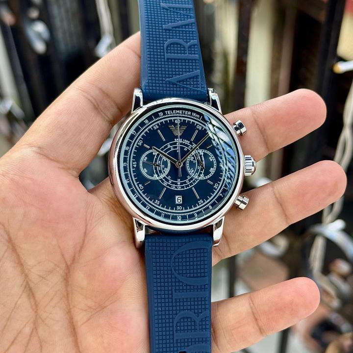 Emporio Armai Chronograph Silicone Blue Belt