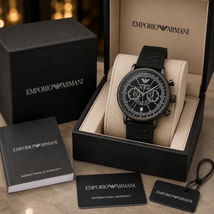 Emporio Armai Chronograph Silicone Black Belt