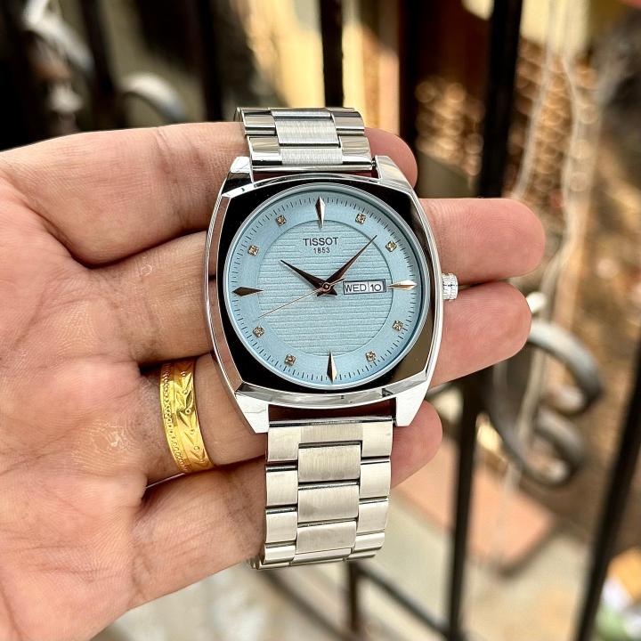 Tissoot Gentleman Day-Date Silver Tiffany Blue Dial