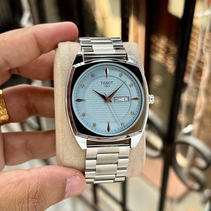 Tissoot Gentleman Day-Date Silver Tiffany Blue Dial