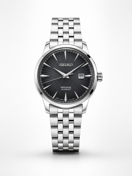 SEIKO PRESAGE PREMIUM SILVER BLACK SWIFT MOVEMENT