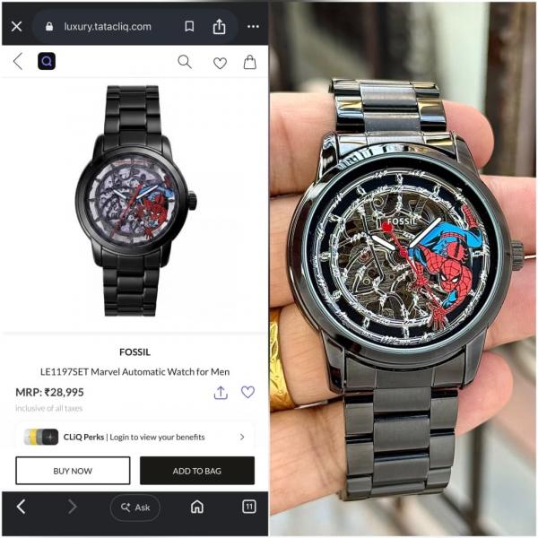 Fossiil X Marvel Spider-Man Automatic Full Black
