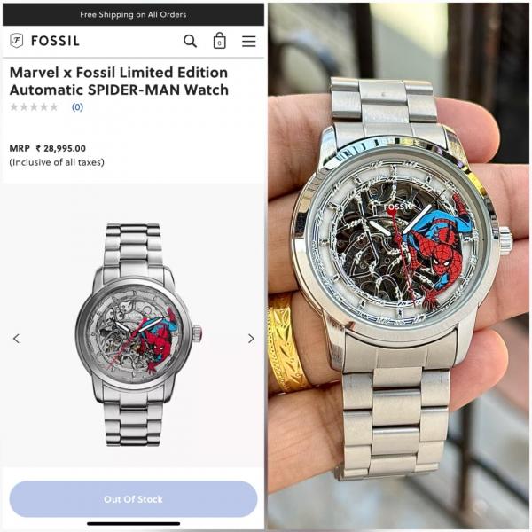 Fossiil X Marvel Spider-Man Automatic Full Silver