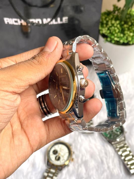 SEIKO PROSPEX CHRONOGHRAPH TWO TONE BLACK DIAL AT461