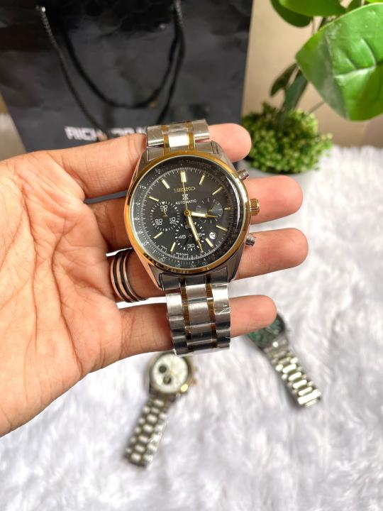 SEIKO PROSPEX CHRONOGHRAPH TWO TONE BLACK DIAL AT461