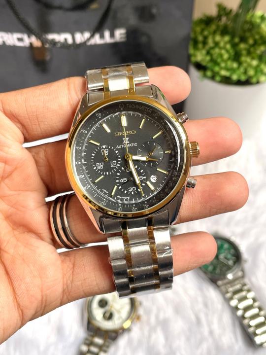SEIKO PROSPEX CHRONOGHRAPH TWO TONE BLACK DIAL AT461