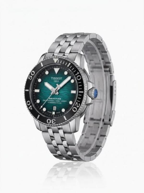 TISSOOT SEASTAR 2000 PROFESSION POWERMATIC 80 AUTOMATIC SILVER TEAL 796