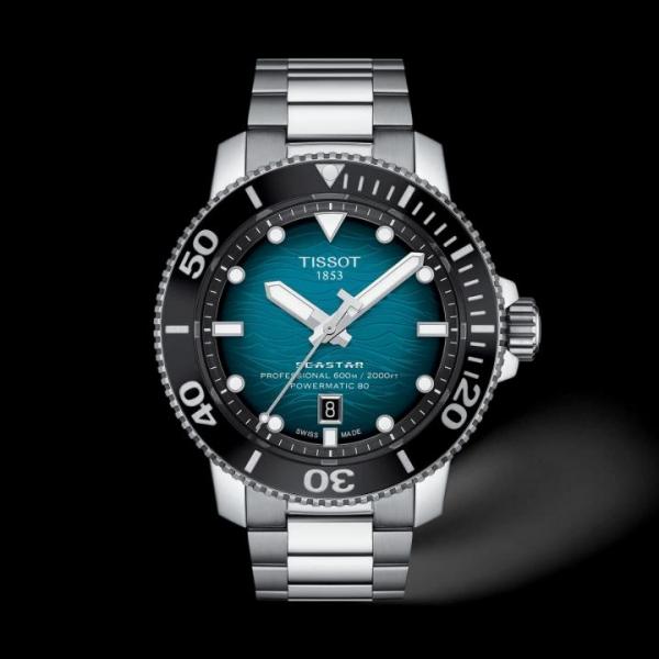 TISSOOT SEASTAR 2000 PROFESSION POWERMATIC 80 AUTOMATIC SILVER TEAL 796