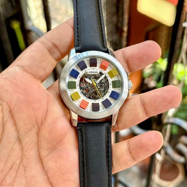 FOSSSIL GRANT COLOURS AUTOMATIC BLACK WHITE DIAL AT341