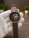 Tommyy Hilfiger Automatic B Leather Belt Brown Two Tone Black Dial AT143