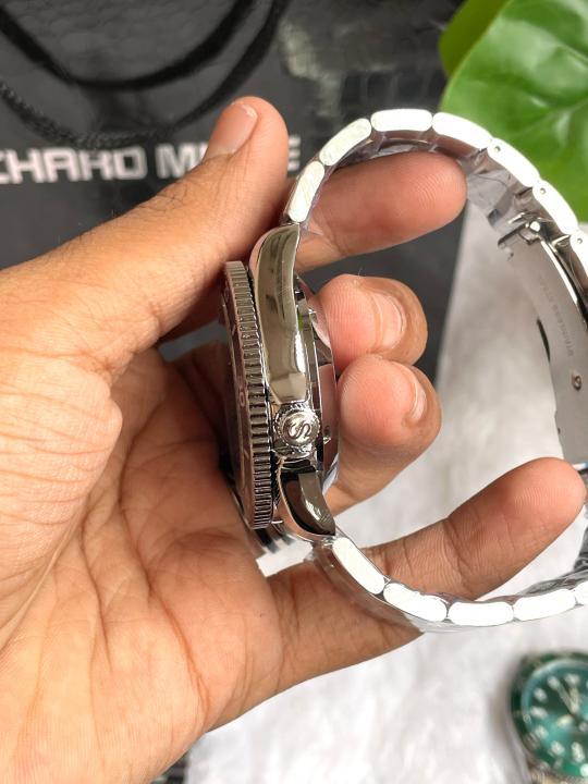 Seiko 5 Sports Day Date Open Back Silver Blue AT458