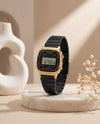 Casio Womens Vintage LA670 Black-Gold-Black