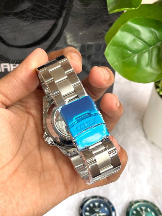 Seiko 5 Sports Day Date Open Back Silver Black AT458