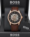 BOSS Principle Skeleton Mens Automatic Brown copper