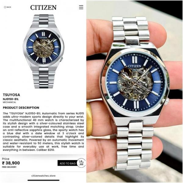 CITIZE N TSUYOSA AUTOMATIC SILVER BLUE 367