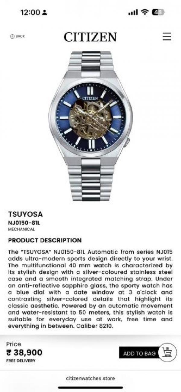 CITIZE N TSUYOSA AUTOMATIC SILVER BLUE 367