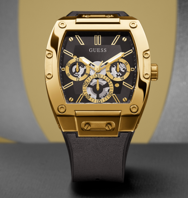 Guess Rectangle Chronograph Black-Full Gold