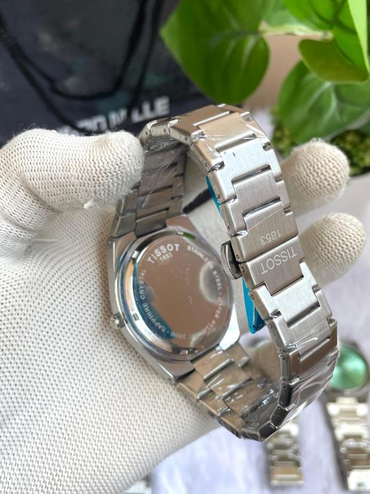TISSSOT PRX SILVER DARK BLUE TEXTURE DIAL AT358