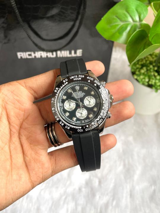 ROLEEX DAYTONA Diamond Silver Black DIAL AT342