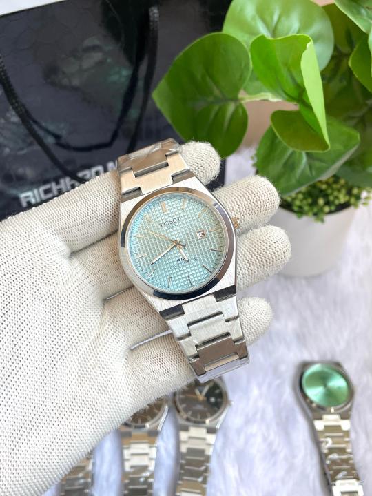 TISSSOT PRX SILVER SKYBLUE TEXTURE DIAL AT358