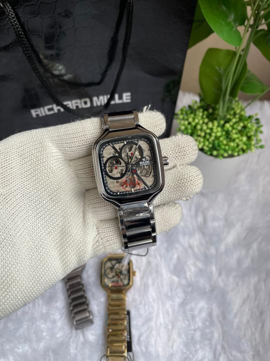 RAD0 True Square Automatic Silver Black Dial AT451