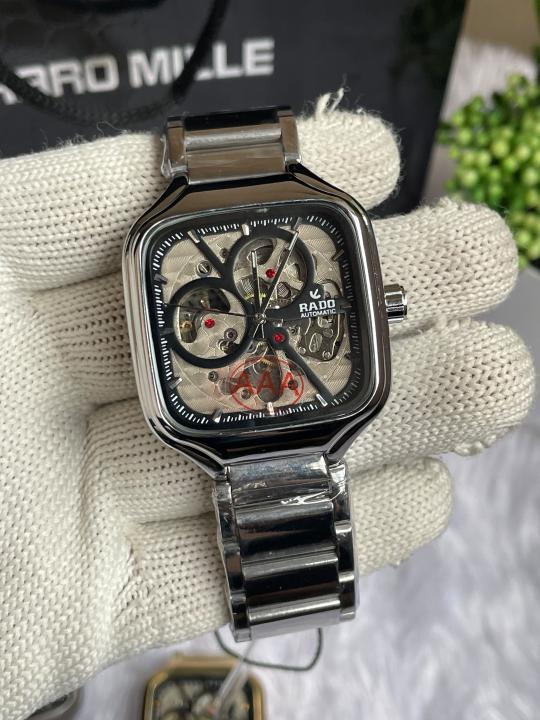 RAD0 True Square Automatic Silver Black Dial AT451
