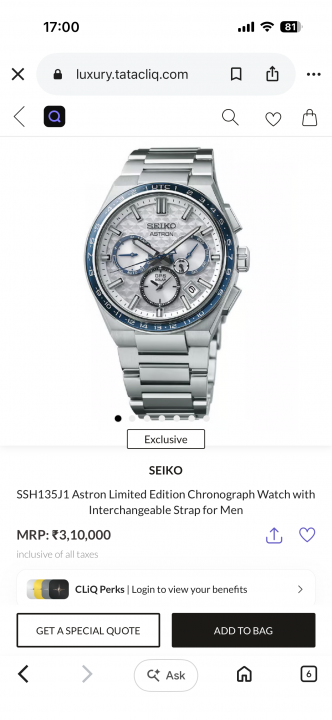 SEIK O ASTRON SSH135J1 LIMITED EDITION 815