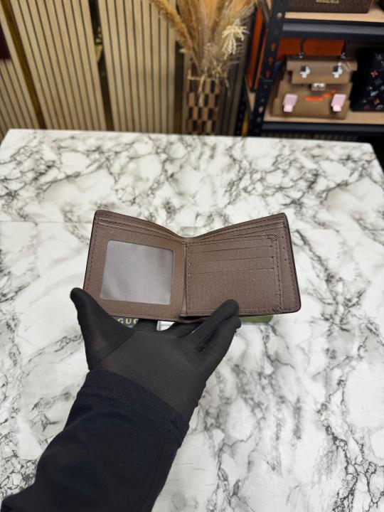 Gucc GG Supreme Canvas Interlocking G Bifold Wallet With Box And Dust Bag (Brown)