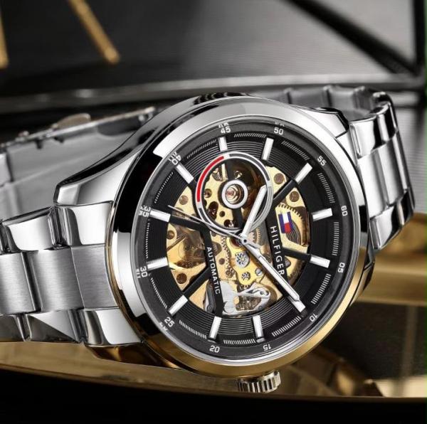 TOMMY HILFIGE AUTOMATIC SKELETON SIL BLACK 835
