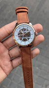 TOMMY HILFIGE AUTOMATIC SKELETON LEATHER LIGHT BR WHITE 846