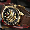 TOMMY HILFIGE AUTOMATIC SKELETON LEATHER BROWN GOLD  BLACK 847