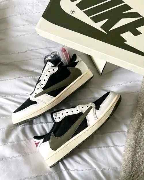 Nikkee Air Jordan 1 Low X Travis Scott Olive Green Semi UA