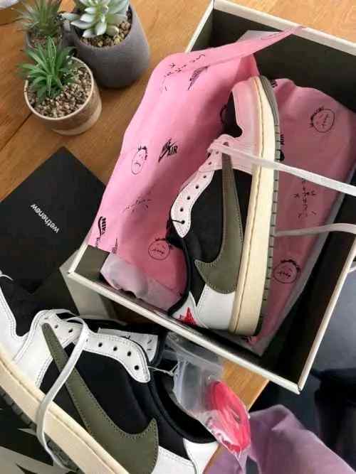 Nikkee Air Jordan 1 Low X Travis Scott Olive Green Semi UA