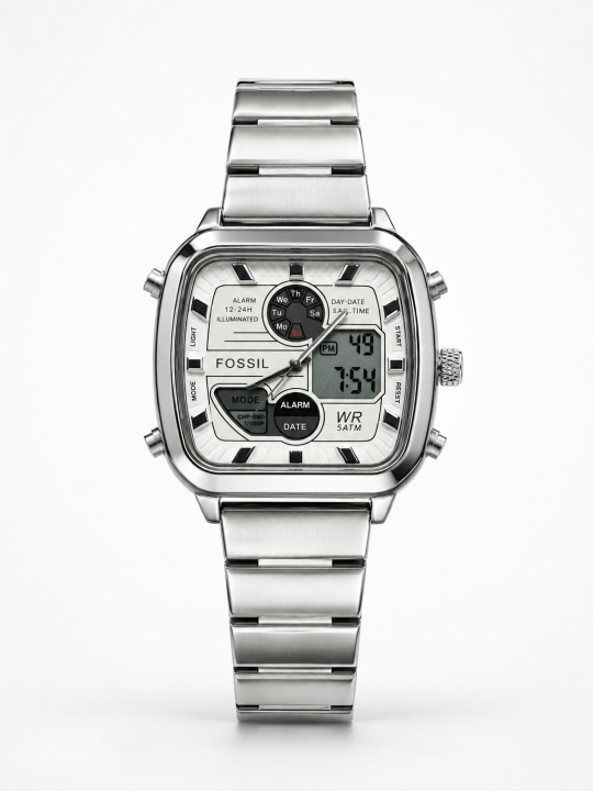 FOSSI RETRO PREMIUM SILVER WHITE WATCH