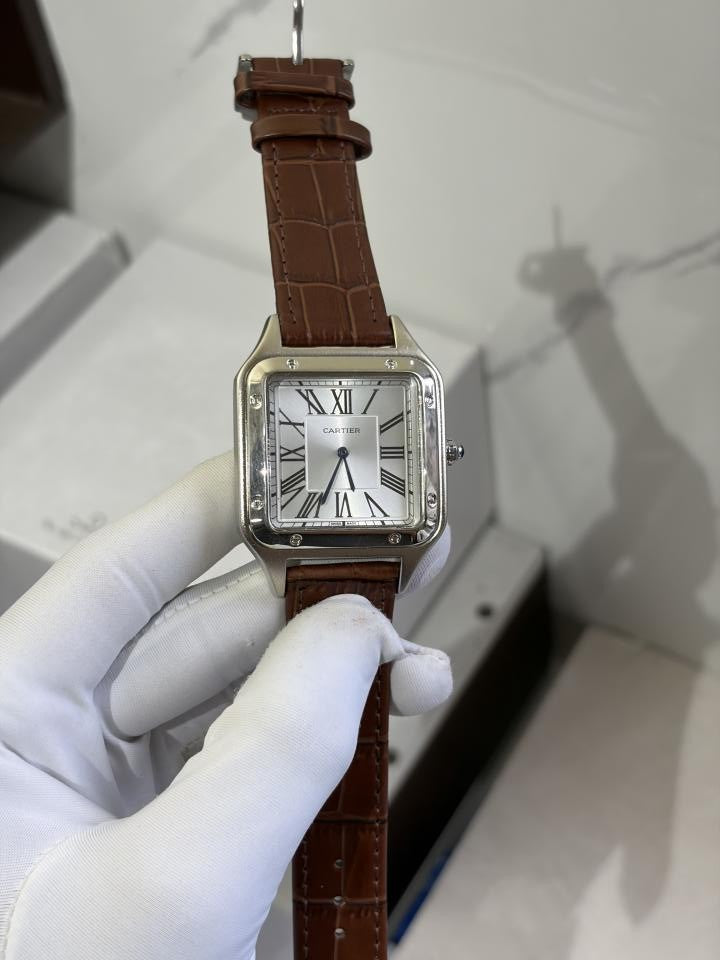 CARTIE ER SANTOS LEATHER BROWN SILVER  PREMIUM LEATHER 862
