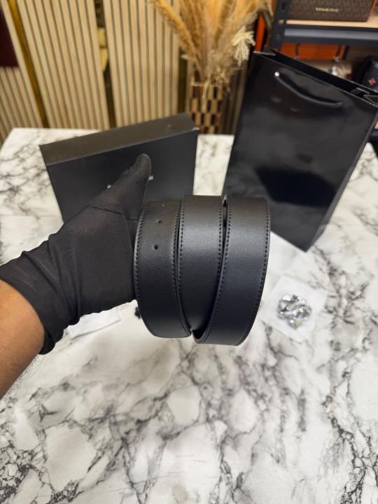 Roberto Cavalli Snake Logo Black Leather Belt Combo With Box And Dust Bag Including Carry Bag